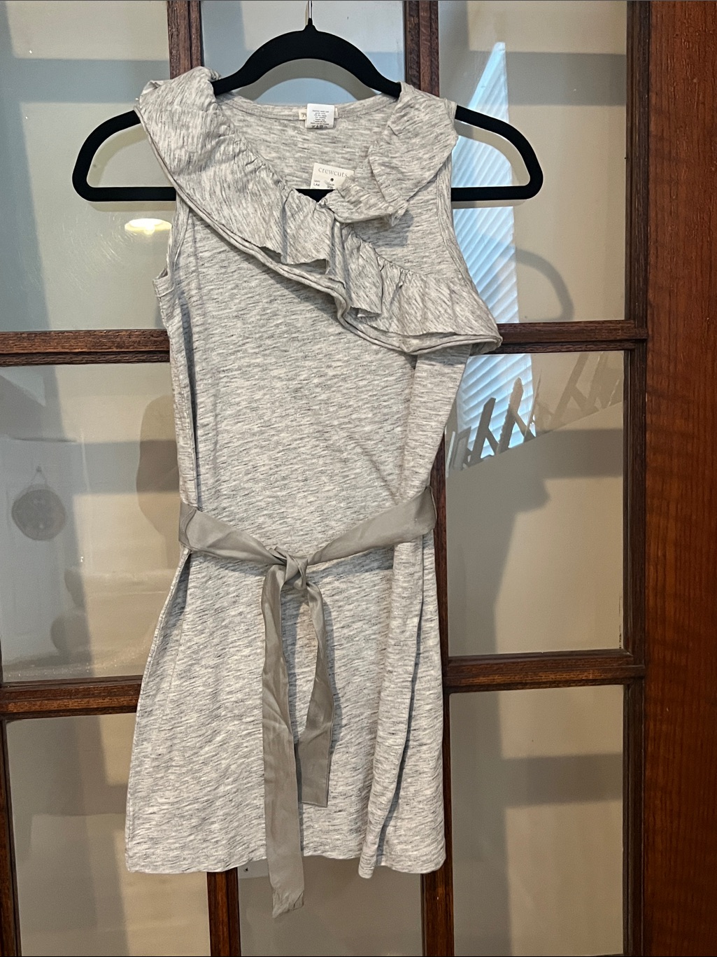 Crewcuts Heather Gray Knit Dress With Ruffle Shoulder